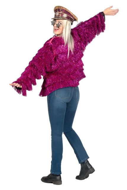 Glitzerjacke Damen Fuchsia