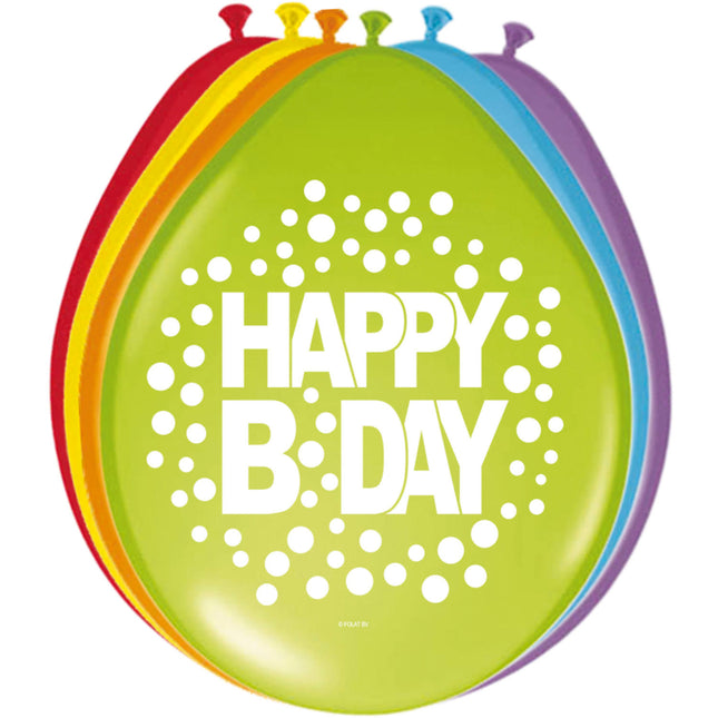 Geburtstagsballons Happy Birthday Dots 30cm 8Stück