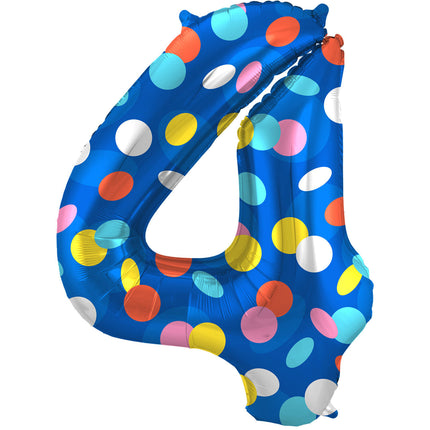 Zahl Ballon 4 Jahre Dots Leer 86cm