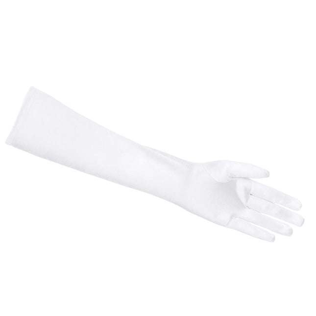 Handschuhe Lang Satin Weiß