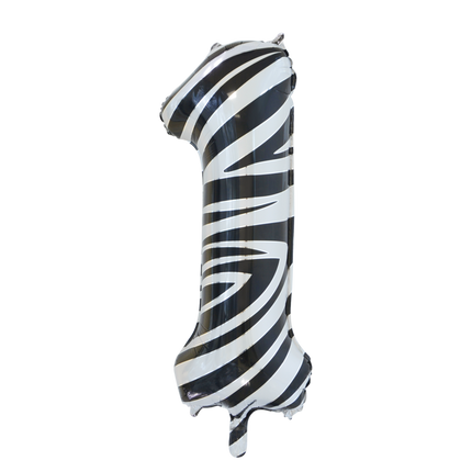 Folienballon Figur 1 Zebra XL 86cm leer