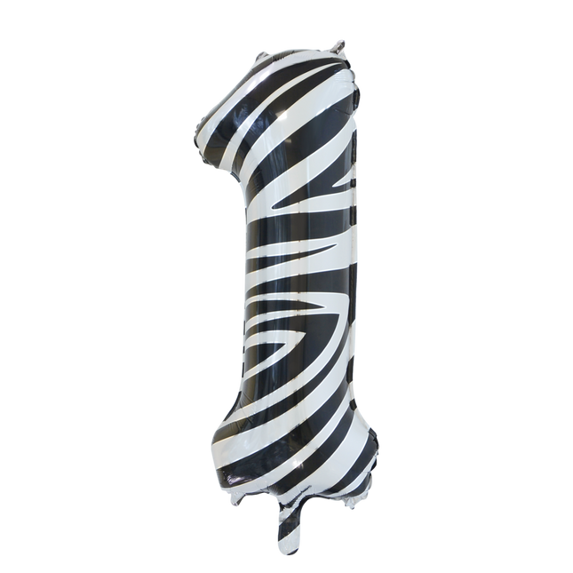 Folienballon Figur 1 Zebra XL 86cm leer