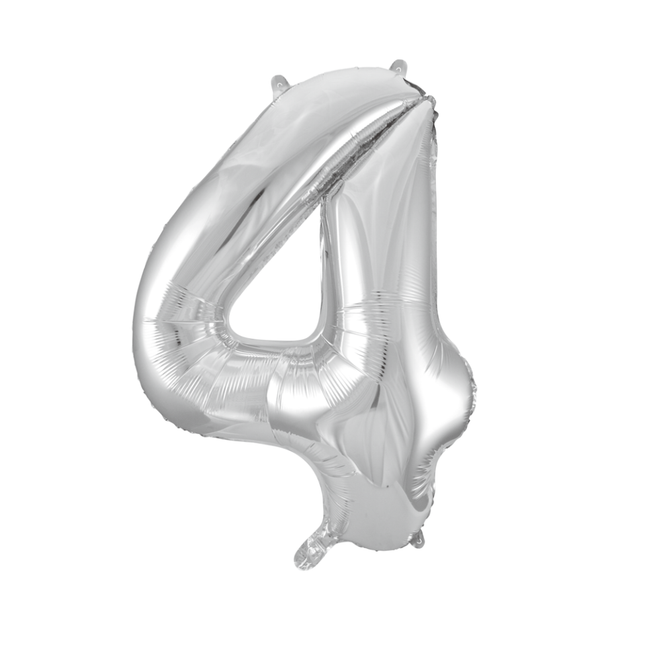 Folienballon Figur 4 Silber XL 86cm leer