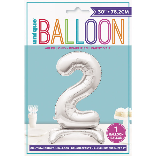 Folienballon Figur 2 Silber Standard 76cm