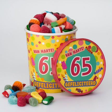 Buntes Bonbon-Tablett 65 Jahre 12cm