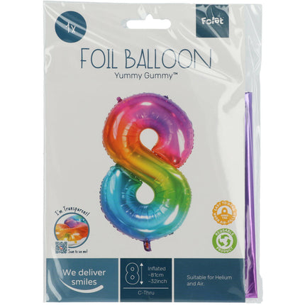 Folienballon Figur 8 Regenbogen XL 81cm leer