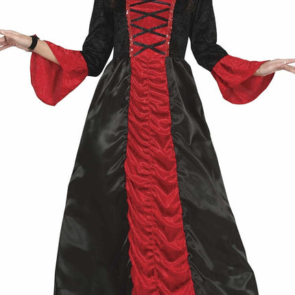 Vampir Halloween Kostüm Damen Rot Schwarz