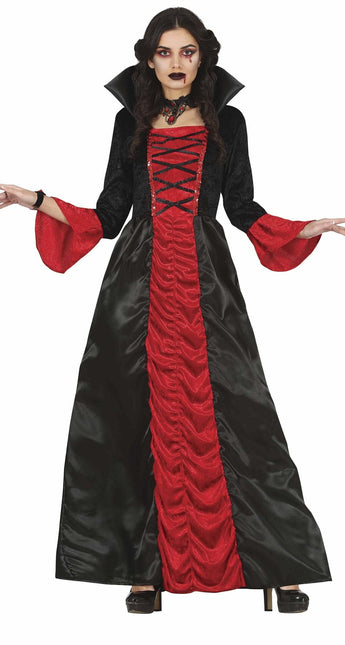 Vampir Halloween Kostüm Damen Rot Schwarz