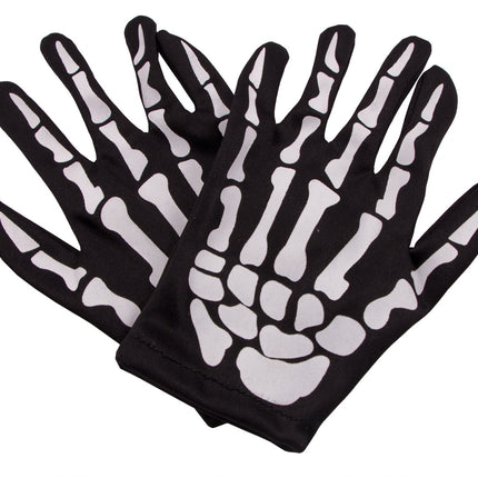 Halloween Skelett Handschuhe Kind Schwarz