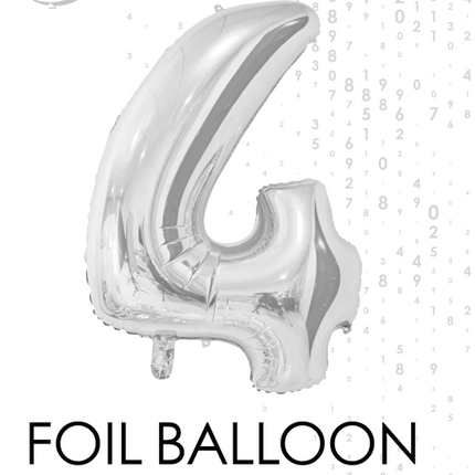 Folienballon Figur 4 Silber 66cm