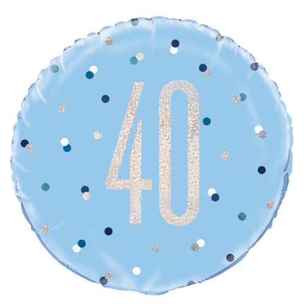 Heliumballon 40 Jahre Blau 45cm Leer