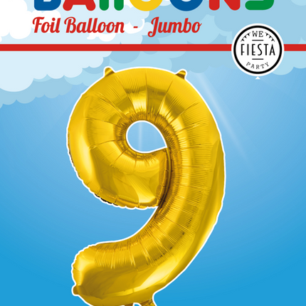 Folienballon Figur 9 Gold XL 86cm leer