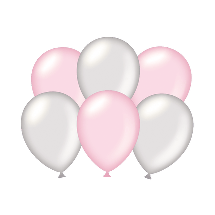 Ballons Silber/Rosa 30cm 6Stk