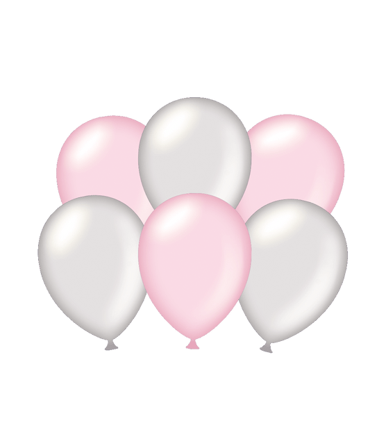 Ballons Silber/Rosa 30cm 6Stk