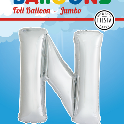 Folienballon Buchstabe N Silber XL 102cm leer