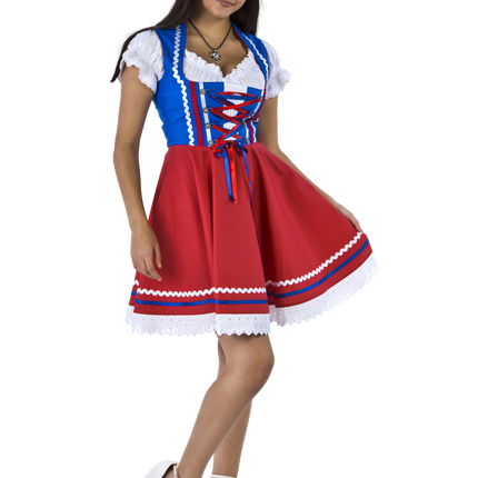 Oktoberfest Dirndlkleid Oktoberfest Rot Blau Damen 2 Stück