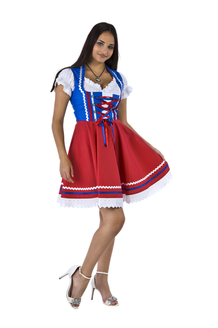 Oktoberfest Dirndlkleid Oktoberfest Rot Blau Damen 2 Stück