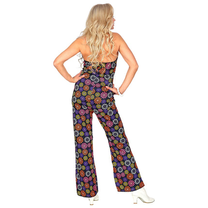 Disco 70S Jumpsuit Bunte Damen Blumen