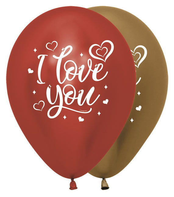 Ballons I Love You Sparkly Reflex Mix 30cm 25pcs