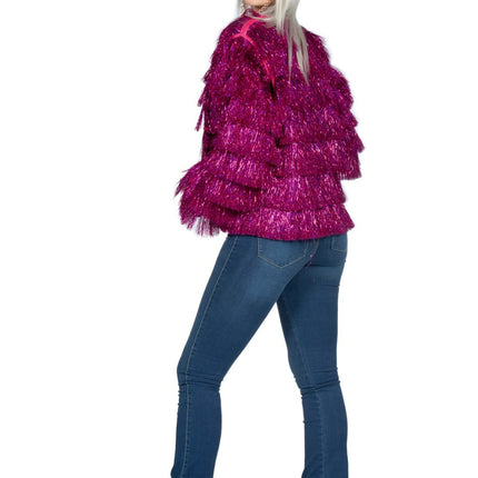 Glitzerjacke Damen Fuchsia