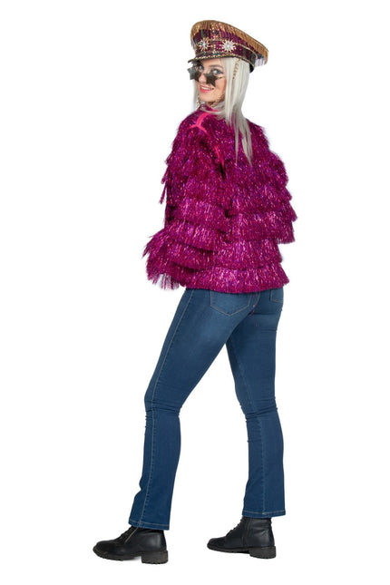 Glitzerjacke Damen Fuchsia