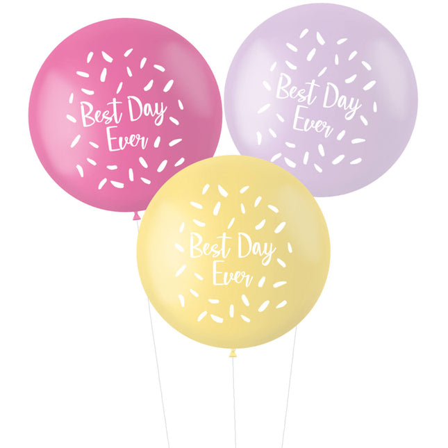 Ballons Best Day Ever Rosa 80cm 3Stück