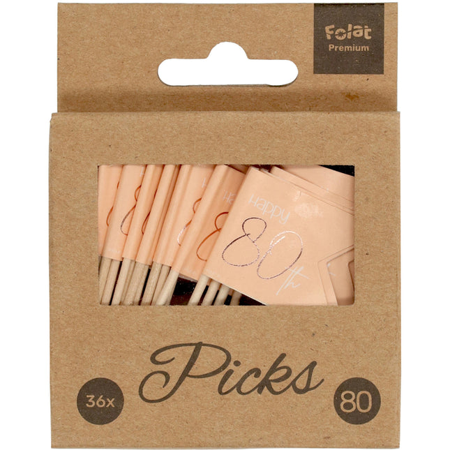 Prickers 80 Jahre Rose Gold 6,5cm 36Stück