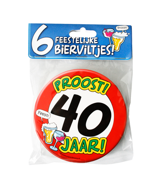 Bierdeckel 40 Jahre 12,5cm 6Stk.