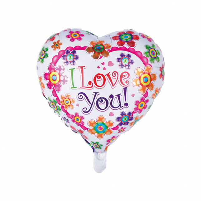 Helium Ballon Herz I Love You Blumen 45cm leer