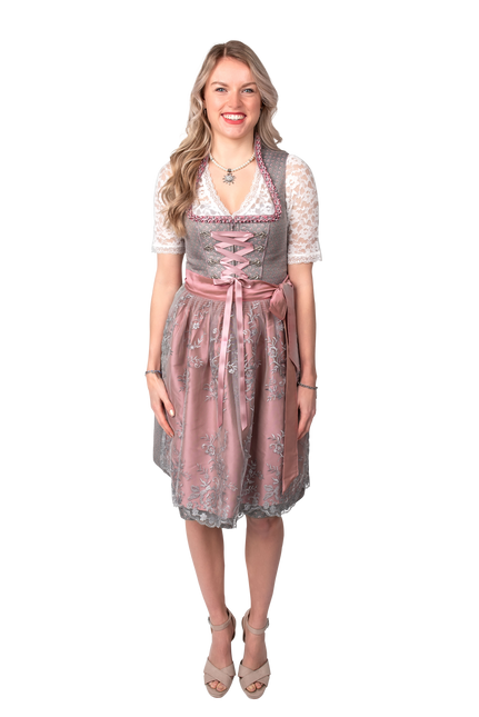 Graues Dirndlkleid Oktoberfest Rosa Damen