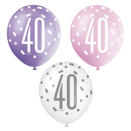 Ballons 40 Jahre Dots 30cm 6Stück