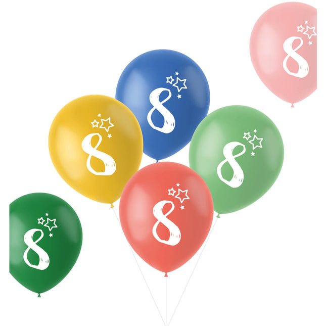 Ballons 8 Jahre Bunt 33cm 6Stk