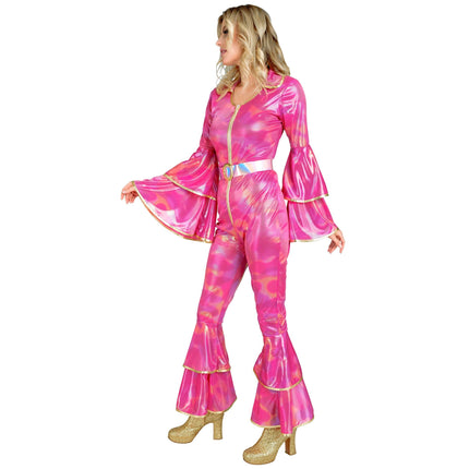 Disco 70S Jumpsuit Rosa Damen