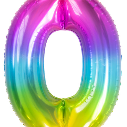 Folienballon Figur 0 Regenbogen XL 81cm leer