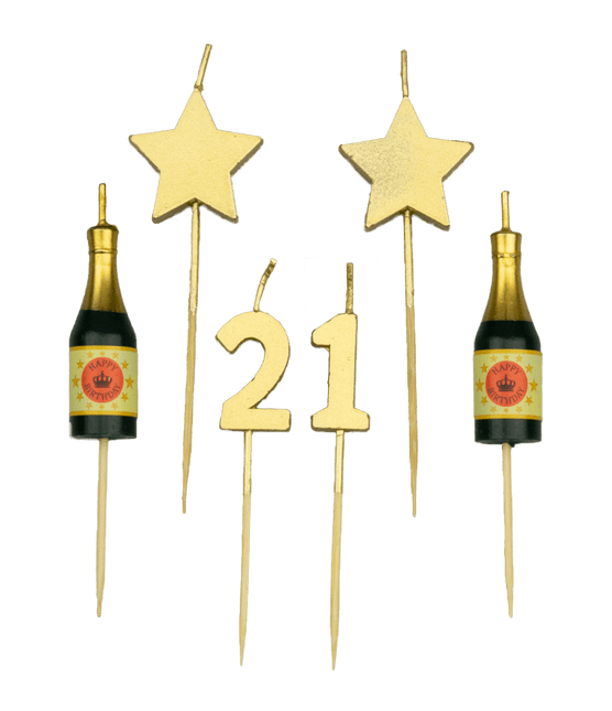 Kerzen 21 Jahre Champagner 17,5cm