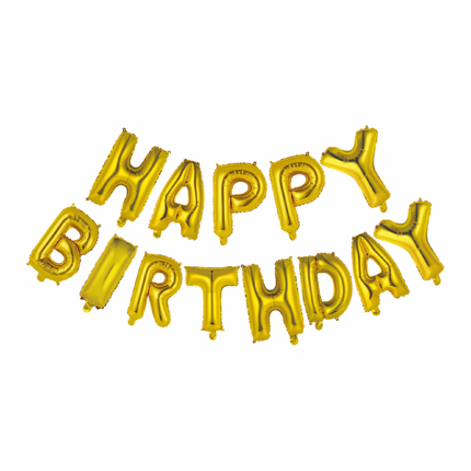 Buchstaben-Ballon-Set Happy Birthday Gold