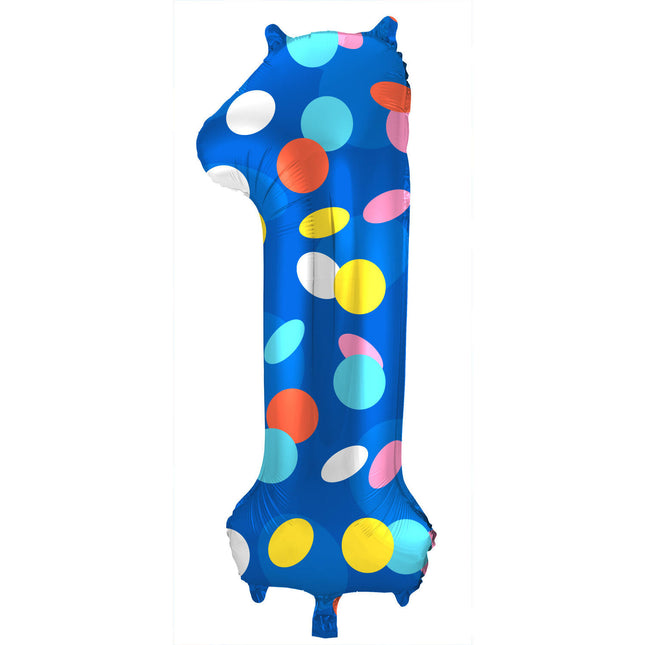 Zahl Ballon 1 Jahr Dots Leer 86cm