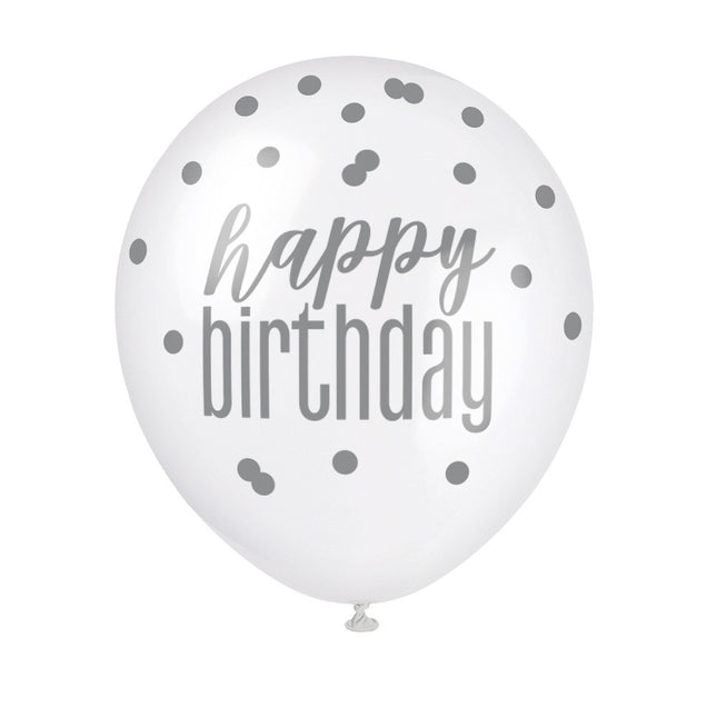 Geburtstagsballons Happy Birthday Dots 30cm 6 Stk.