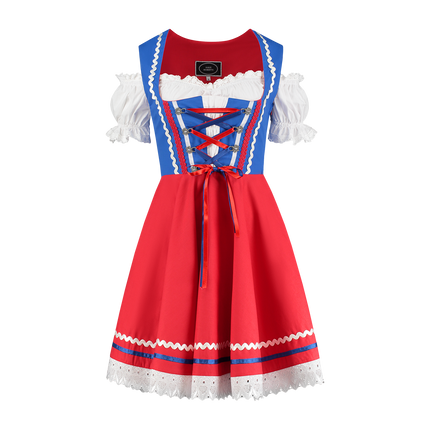 Oktoberfest Dirndlkleid Oktoberfest Rot Blau Damen 2 Stück