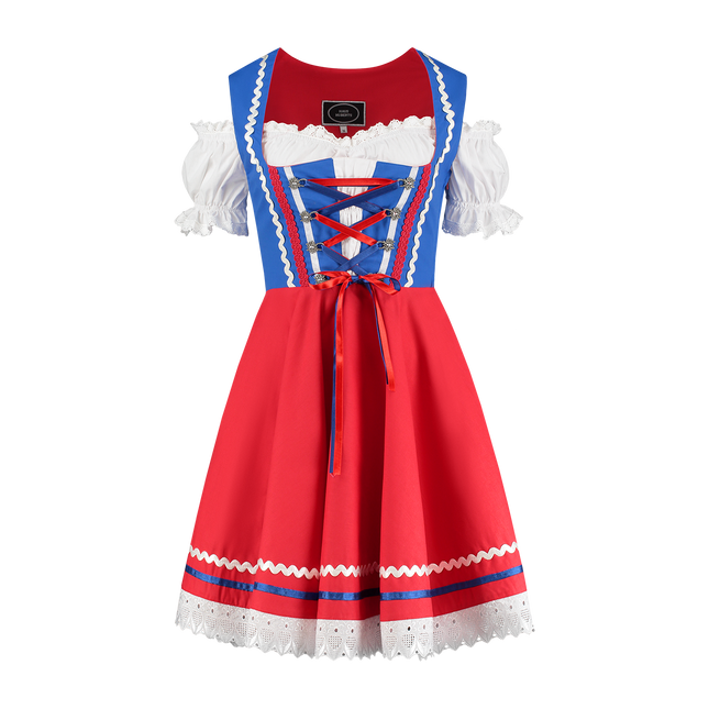 Oktoberfest Dirndlkleid Oktoberfest Rot Blau Damen 2 Stück