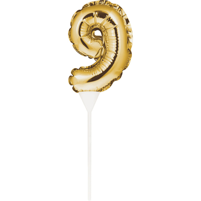 Gold Tortenaufleger 9 Jahre Folienballon 13cm