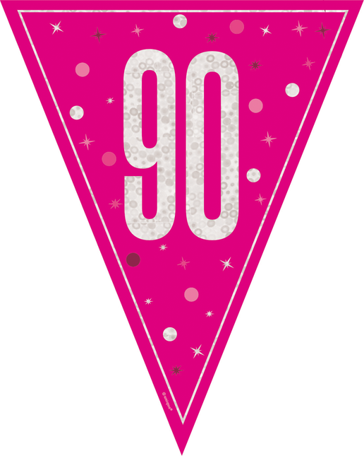 90 Jahre Girlande Rosa 2,5m