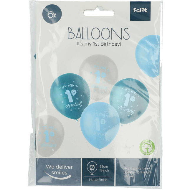 Luftballons It'S My 1St Birthday Blau 33cm 6Stück