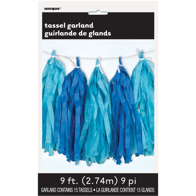 Quastengirlande Blau 2,7m