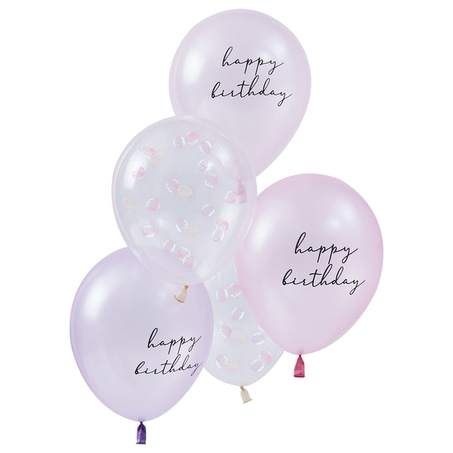 Happy Birthday Ballons Set Muscheln 30cm 5Stück