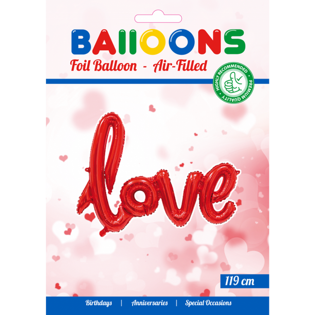 Folienballon Love Rot 1,19m leer