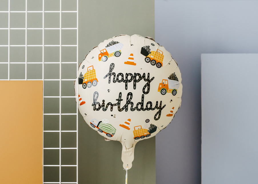 Alles Gute zum Geburtstag Heliumballon Baufahrzeuge Leer 45cm