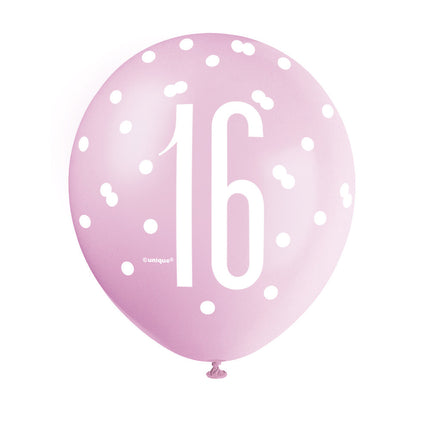 Ballons 16 Jahre Dots 30cm 6Stk