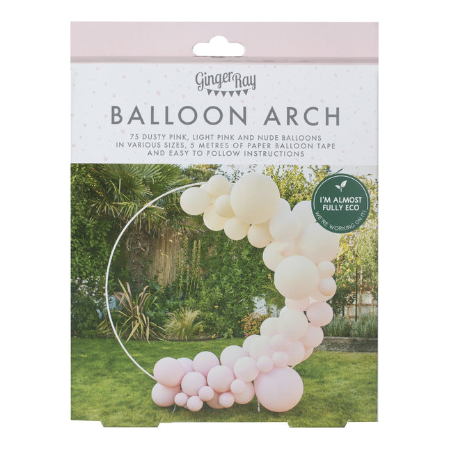 Rosa Weiß Creme Ballonbogen DIY Set