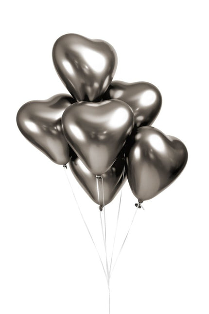 Herz Ballons Grau 30cm 6Stk